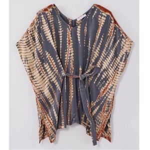 J. Jill Pure Jill Draped Tie-Dye Belted Batwing Sleeve Top Medium beachy boho